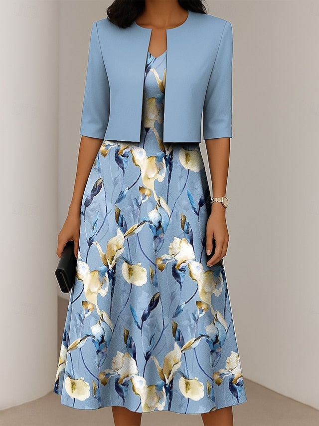Women's Dress Set A Line Dress Elegant Casual Floral