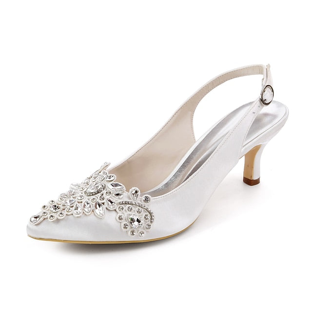 for with Heels Crystal - Beige Slingback Embellishment Women
