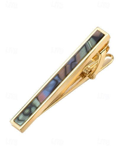 with clip tie pearl mother Men's and brass inlaid of