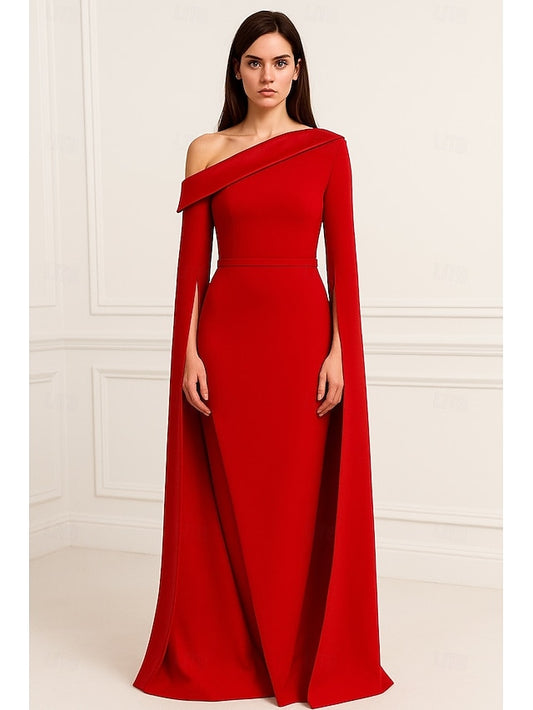 Red Dress Evening Sheath Black Formal / Column Gown Elegant