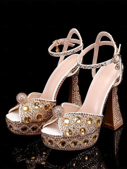 Women's Crystal-Embellished with Platform Sandals Glamorous