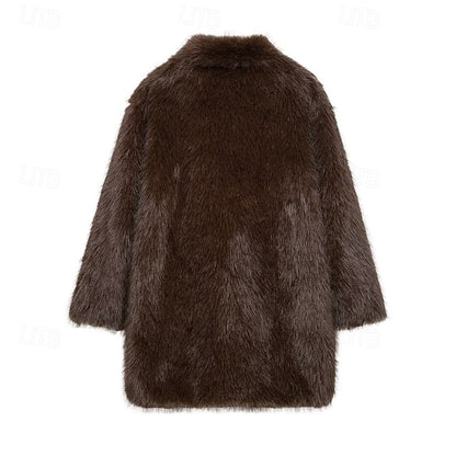 Women's Pocket Warm Fur Faux Furs Coat Comfortable