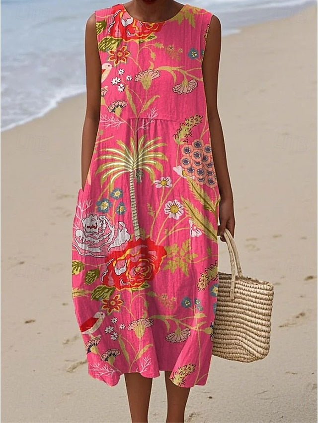 Women's Midi Dress Sundress Shift Dress Vacation Casual