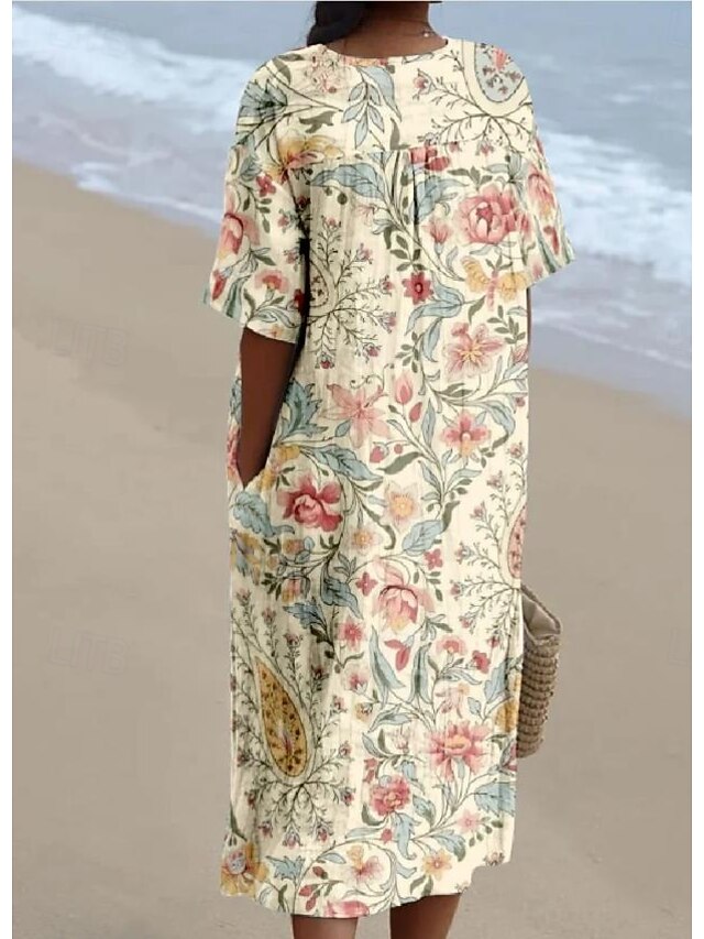 Women's Midi Dress Sundress A Line Dress Linen Vacation