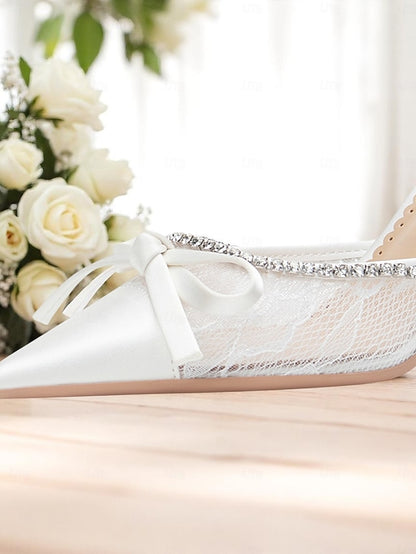 Satin White Heels High Lace Women's