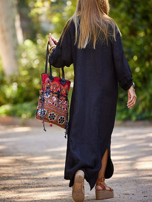 Women's Black White Gray Summer Spring Maxi Dress White