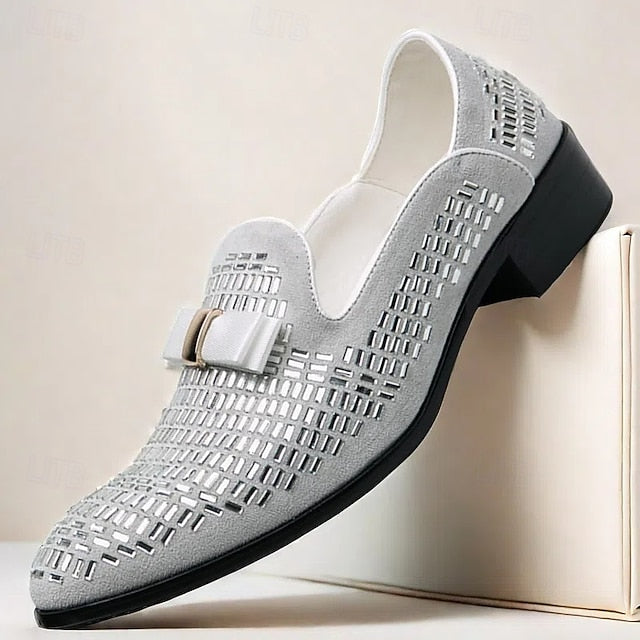 Men's Woven Loafers Silver Prom Strap Elegant – and Monk
