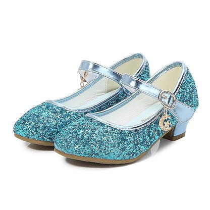 Mary Glitter Heel Sparkly Low Girls' Jane Shoes