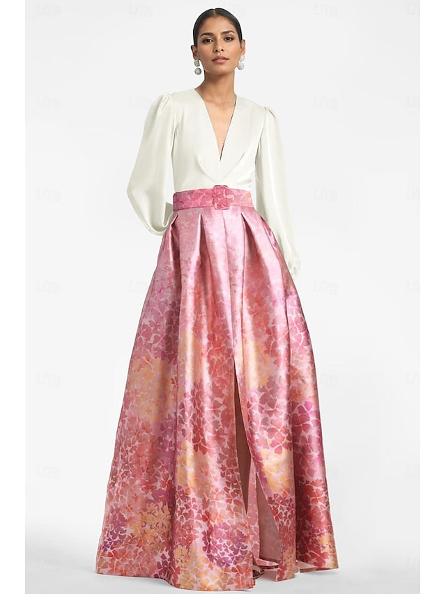 A-Line High Floor Gown Formal Split Evening Dress Wedding Guest