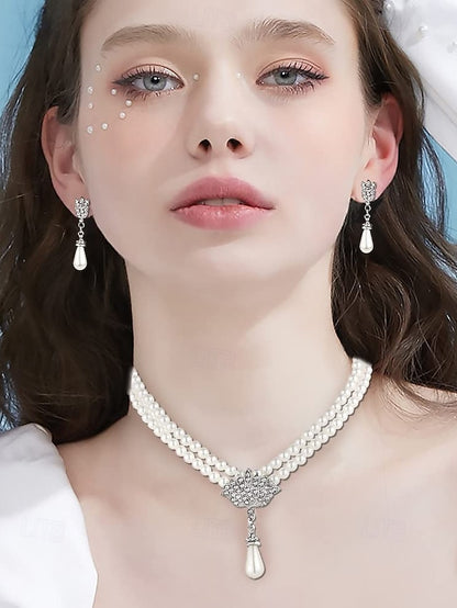 Double-Layer Pearl Necklace Bridal – Elegant Jewelry Set