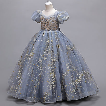 Short Dot Flower Girls' Dress Kids Party Polka Star