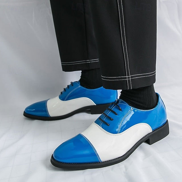 Shoes with and White Polished Dress Men's Oxford Blue