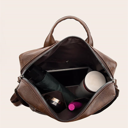 et sac à dos vintage en cuir avec pompon et similicuir pour femme