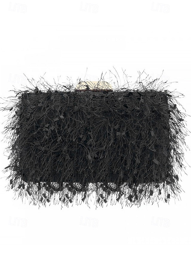 Clutch Chain Evening with Feathered Chic Women's Strap