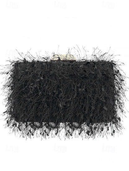 Clutch Chain Evening with Feathered Chic Women's Strap
