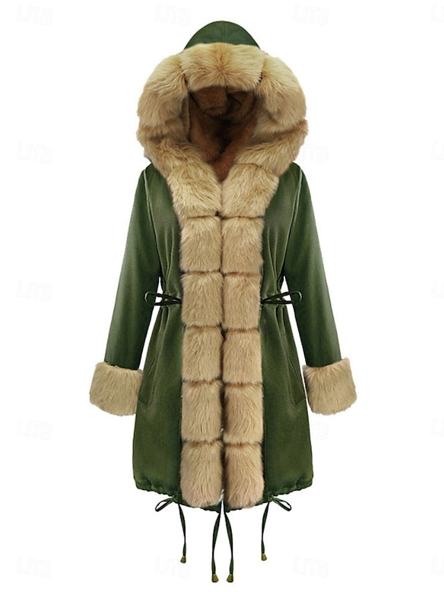 Breathable Fur Women's Warm Coat Faux Pocket Collar