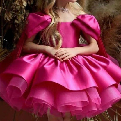 Girl Girls' Party Solid Dress Color Flower Kids