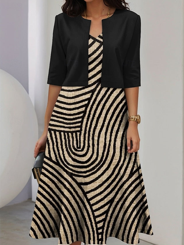 Women's Two Piece Dress Sets Midi Dress with Jacket Elegant