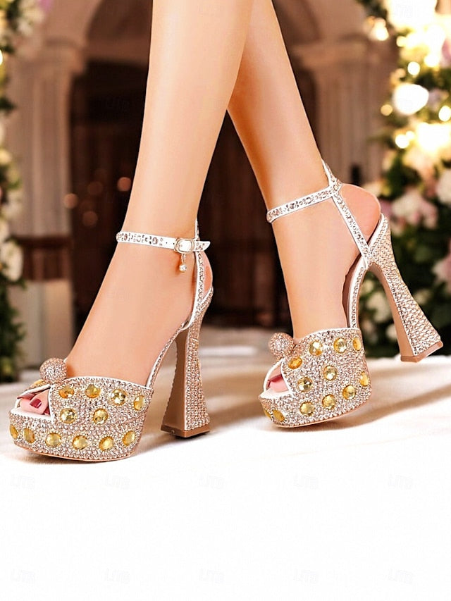 Women's Crystal-Embellished with Platform Sandals Glamorous