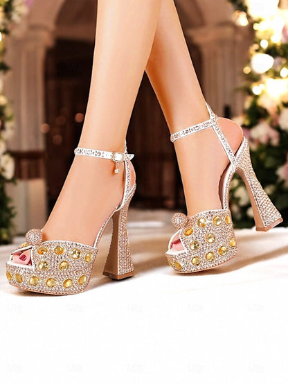Women's Crystal-Embellished with Platform Sandals Glamorous