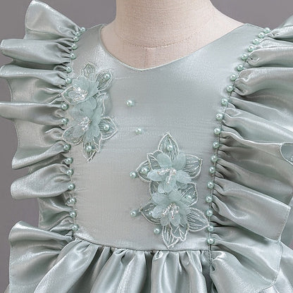 Girls' Wedding Dress Party Floral Toddler Sleeveless