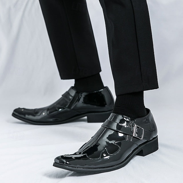 Monk Strap Black Leather Dress Shoes Formal Men's –