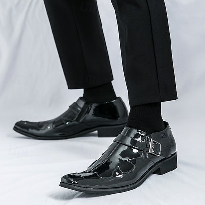 Monk Strap Black Leather Dress Shoes Formal Men's –