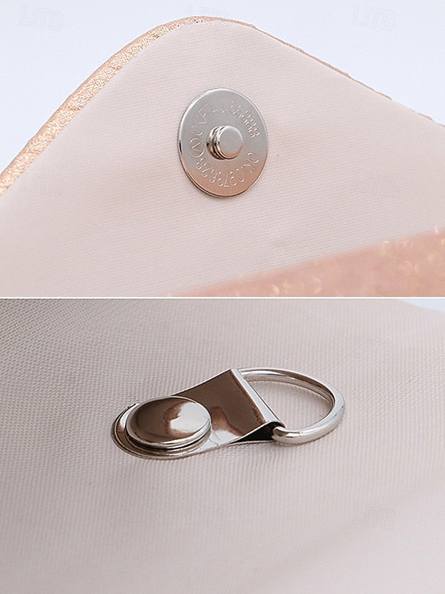 Evening Design Pleated Bag Clutch Glitter with – Champagne