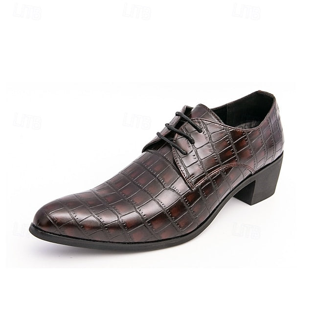 Dress – Red Men's Pattern Shoes Faux Crocodile Leather