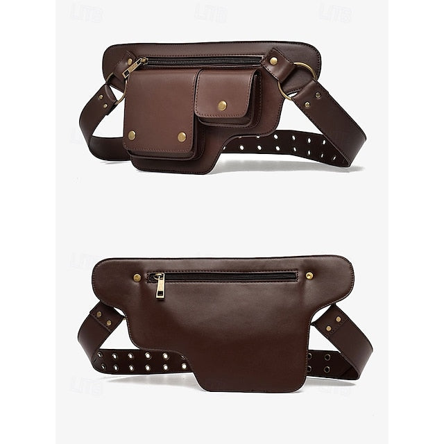Utility Bag mit Vintage Gürtel Damen Leder Kunstleder