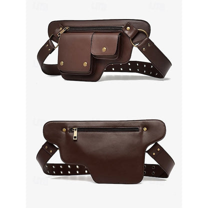 Utility Bag mit Vintage Gürtel Damen Leder Kunstleder