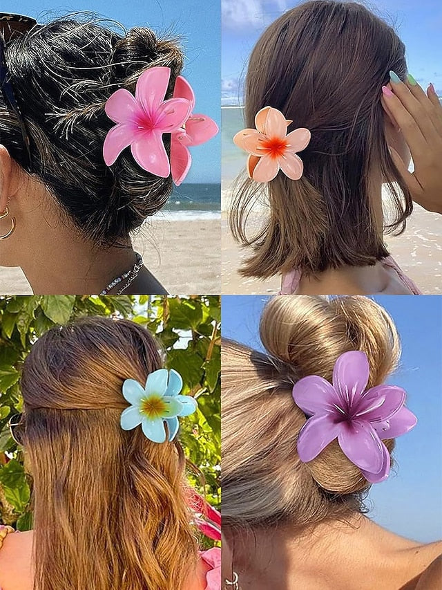 Clips Flower Hair Hawaiian 6PCS Resin – Tropical Plumeria