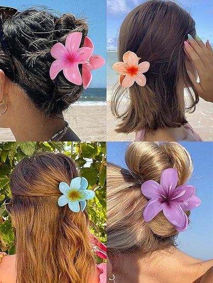 Clips Flower Hair Hawaiian 6PCS Resin – Tropical Plumeria