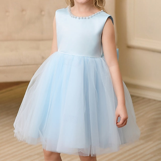 Party Girls' Kids Sleeveless Color Solid Dress Wedding