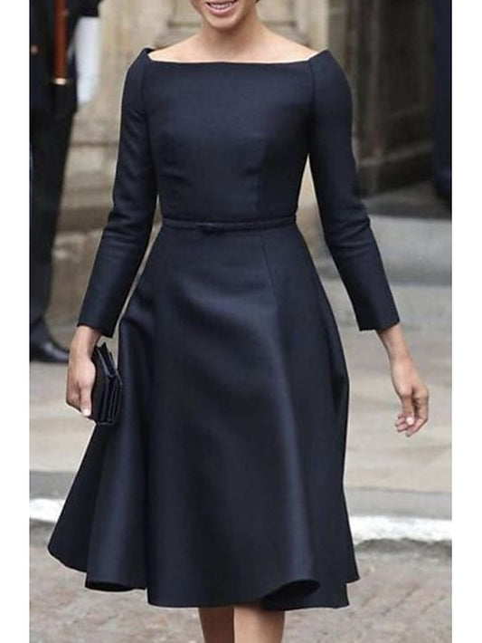 Simple Bride Dress Elegant Tea Jewel A-Line Neck Mother of the