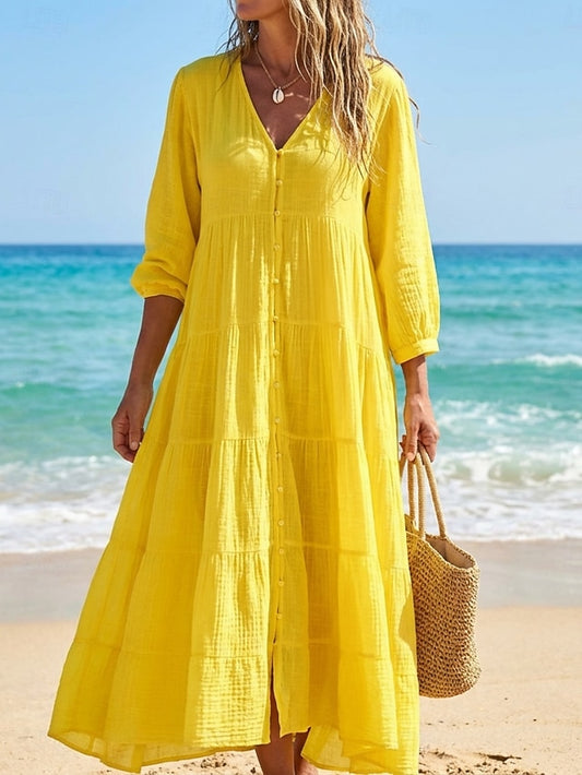 Women's Maxi Dress Cotton Linen Dress Fashion Modern