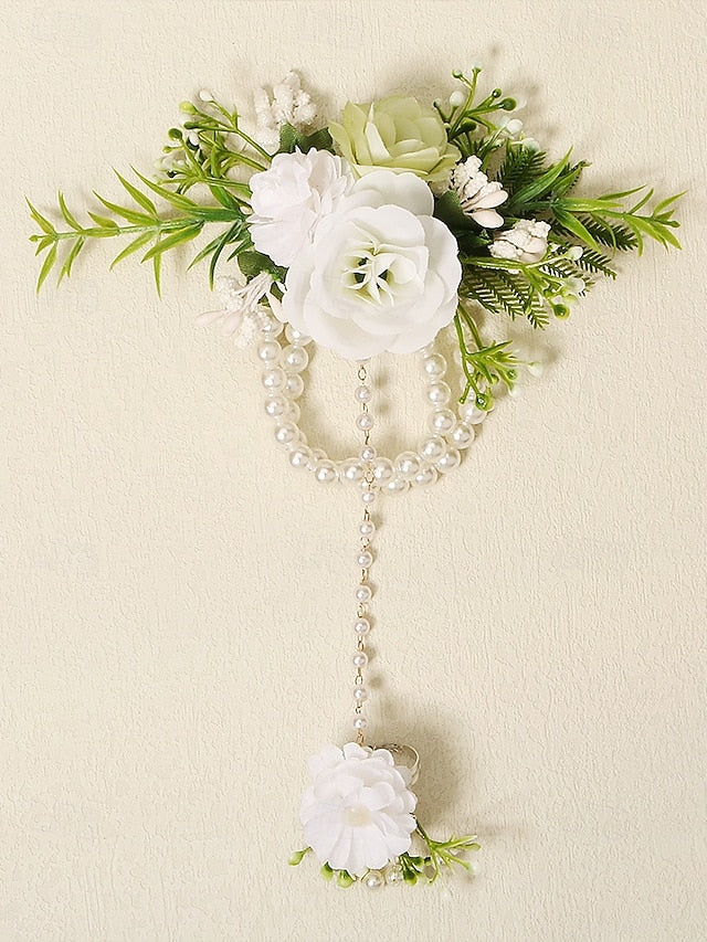 Pearls Set Elegant White Jewelry and Floral – Wrist Hand with