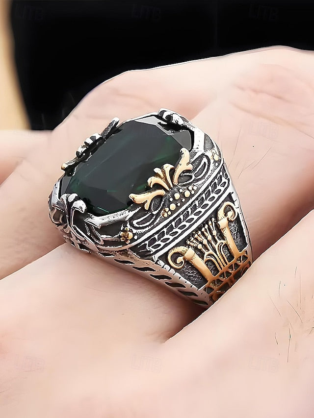 Gemstone Ring Alloy Men's