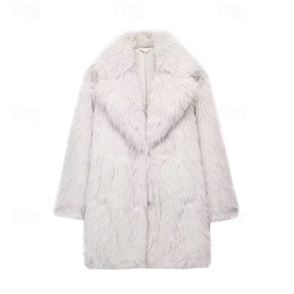 Women's Pocket Warm Fur Faux Furs Coat Comfortable