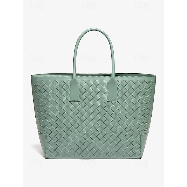 Woven Leather and – Brown Tote Women's Stylish Bag