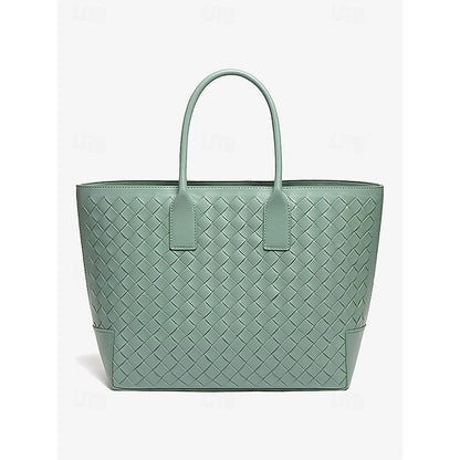 Woven Leather and – Brown Tote Women's Stylish Bag