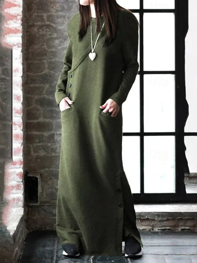 Women's Long Dress Maxi Dress Hoodie Dress Sweatshirt Dress