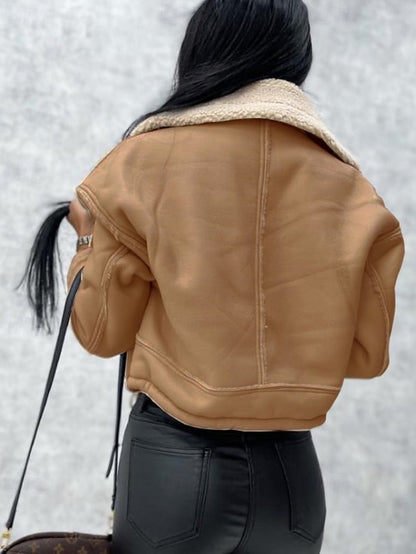 Pocket Leather Faux Comfortable Jacket Buttons Warm Women's