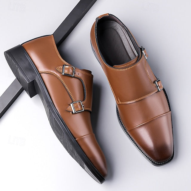 Shoes Men's Double – Dress Leather Monk Elegant Strap