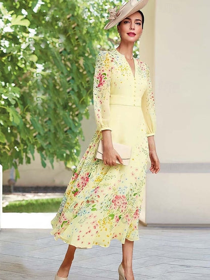 V Elegant Dress Minimalist Mother A-Line of Bride the Simple