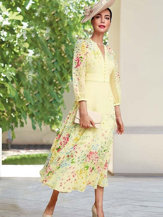 V Elegant Dress Minimalist Mother A-Line of Bride the Simple