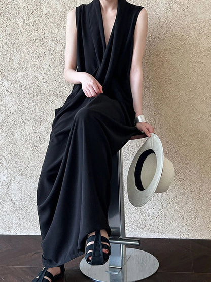 Taschen mit drapiertem ärmellosem Kleid Elegantes Midi 