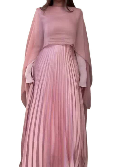 Set Plissee Rosa Ärmeln Neue Kleid Lange Schal Herbst 