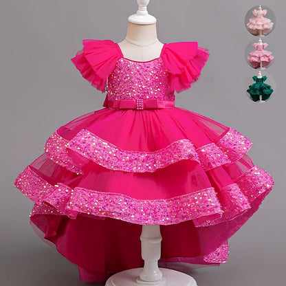 Dress Sleeveless Sequin Wedding Girls' Special Kids Party