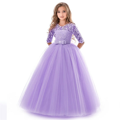 Wedding Girls' Dress Colored Girl Kids Solid Flower